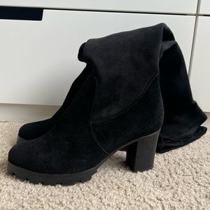 Black suede over the knee boots